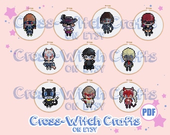 Phantom Thieves Group Mini Persona 5 Cross-Stitch Pattern Bundle - INSTANT DOWNLOAD
