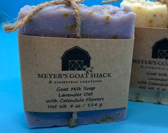 Goat Milk Soap | Lavender Oat with calendula flowers | 11-SHR