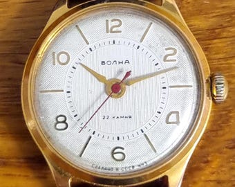 Reloj de pulsera vintage Volna calibre 2809 con 22 rubíes, chapado en oro, años 60