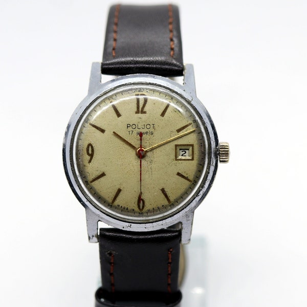 Vintage wrist watch Poljot on 17 jewels cal.2414 USSR 1960s Serviced, oiled