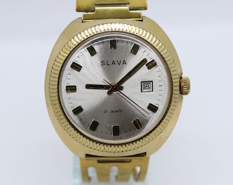 Vintage mechanical watch Slava cal. 2414 on 21 jewels AU10