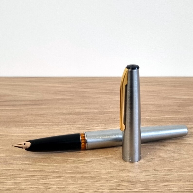 Zestaw zabytkowego pióra wiecznego i długopisu ZSRR: stalówka ze złota 14-karatowego, Sojuz, Moskwa 80 zdjęcie 10