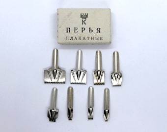 Plumillas para carteles, juego de 8 piezas, sin usar. Fabricadas en la URSS.