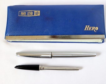 Pluma estilográfica Hero 100 sin plumilla en su caja original Bolígrafo coleccionable de lujo