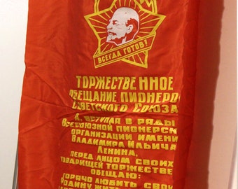 LARGE ORIGINAL Banner Pennant Flag USSR Lenin Soviet Union Communism Propaganda 