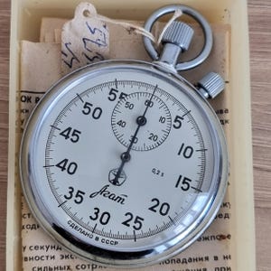 Mechanical stopwatch Agat analog chronometer Made in Soviet Union USSR 1990 year