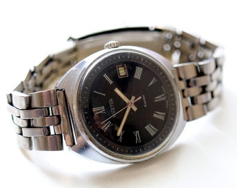 Montre Mécanique Vintage Vostok URSS - 1980 - Cadran Noir Chiffres Romains - Pièce Collector