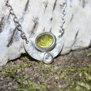 Green Tourmaline Necklace Topaz Silver 999 Handmade artistic Jewelry by FortunaElements
