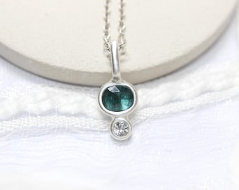 Indicolite Tourmaline Pendant Silver 999 blue Tourmaline gemstone paraiba teal color handcrafted by FablesAesthetics