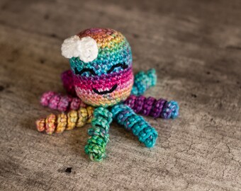 Crochet Octopus, Preemie Octopus, NICU, Rainbow