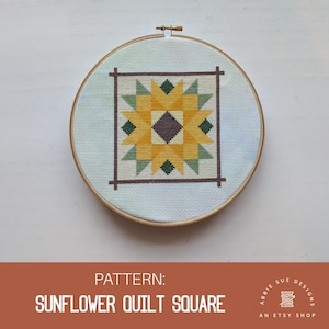 PATTERN | Sunflower Quilt Square Cross Stitch Pattern PDF