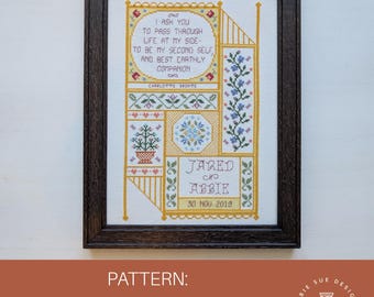 PATTERN | Bronte Wedding Sampler Cross Stitch Pattern PDF