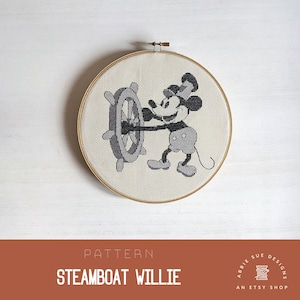 PATTERN | Steamboat Willie Cross Stitch Pattern PDF
