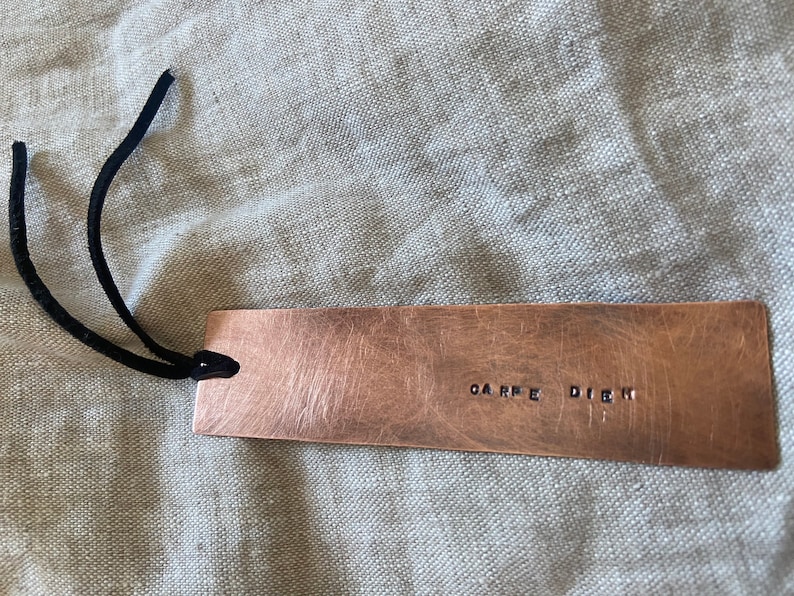 Copper personalized bookmark quote anniversary present 7 hand stamped original book mark image 8