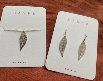 Willow leaf earrings and necklace set sterling silver
