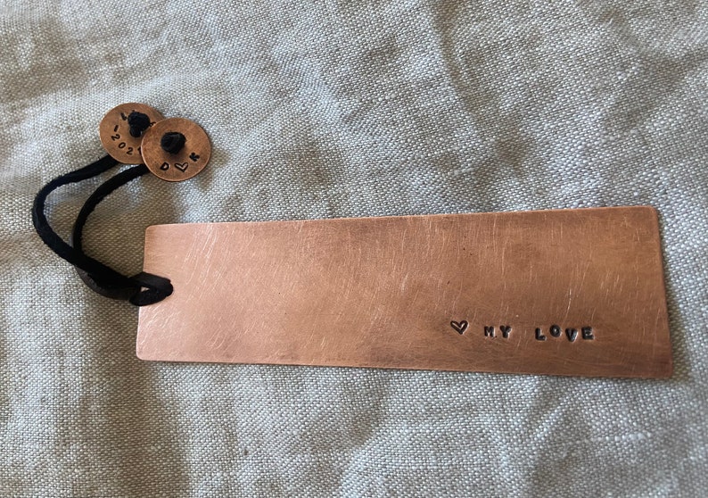 Copper personalized bookmark quote anniversary present 7 hand stamped original book mark image 7