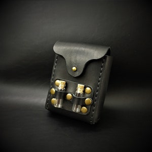 Beutel - Leder Gürteltasche - Pestdoktor Kostüm - Cosplay Beutel mit Phiolen - Mittelalter Zaubertrank Tasche - Steampunk Gürteltasche