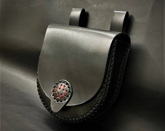 Plague Doctor Bag - Leather Pouch - Leather Belt Bag - Plague Doctor Costume - Cosplay Bag with Red Cross - Medieval Bag - LARP Purse Dr