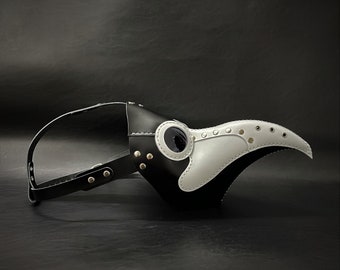 Plague Doctor Mask - Plague Doctor Face Mask - Plague Doctor Costume - Leather Plague Doctor Mask - Plague Doctor White & Black Mask - Dr