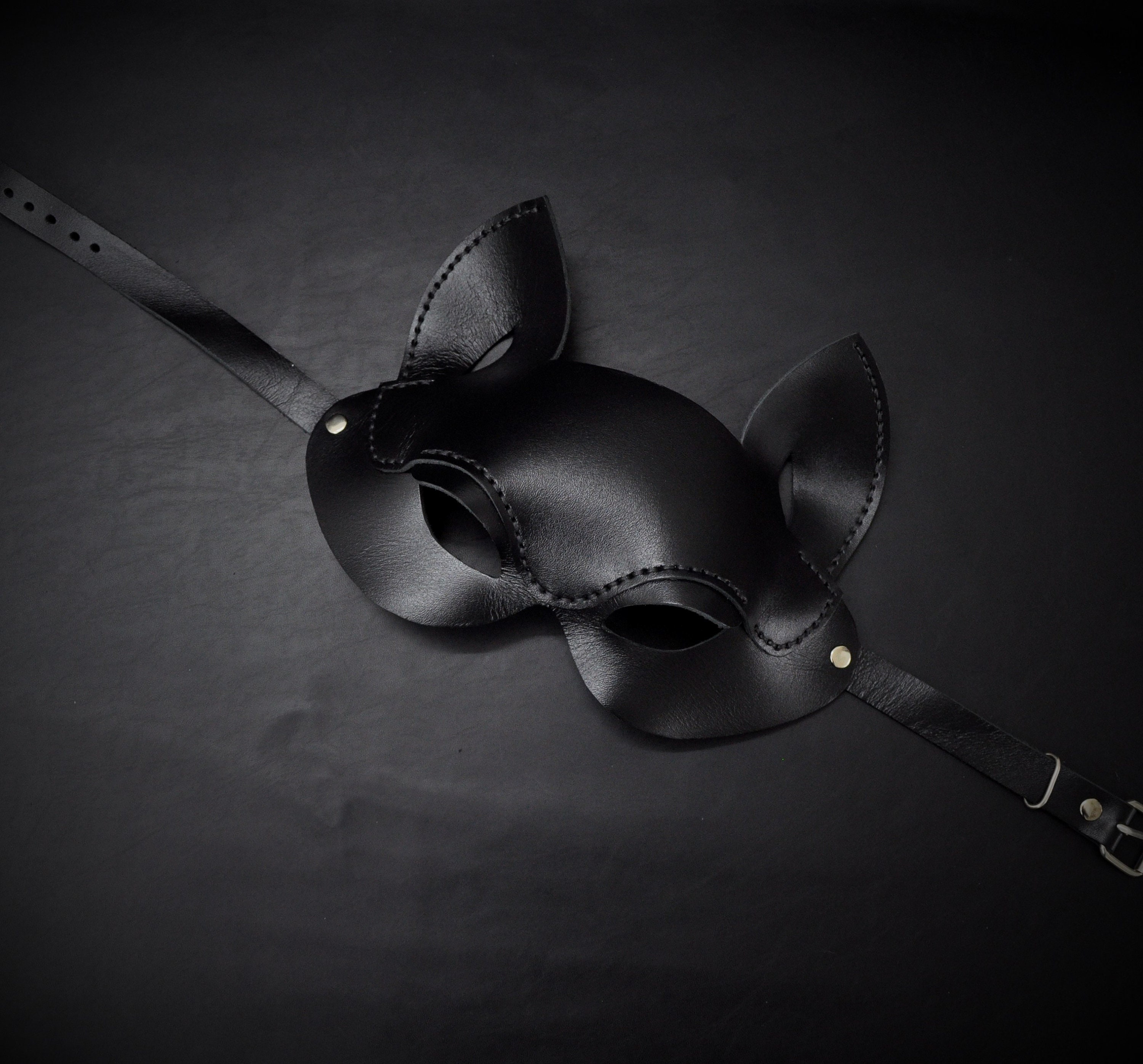 Leather Cat Mask - Leather Kitty Mask - Kitten Mask 