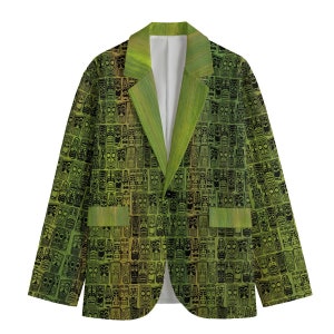 Tropical Green Retro Tiki Men's Casual Flat Lapel Collar Blazer for that Mid Century Modern vibe