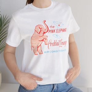 Retro Pink Elephant Cocktail Lounge Tee - Unisex Bella+Canvas Shirt