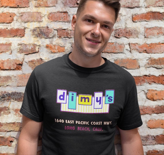 Retro Mid Century Modern Coffee Shop DIMY'S from Long Beach CA on  Bella + Canvas Unisex Jersey Short Sleeve Tee Shirt, for 50's fans