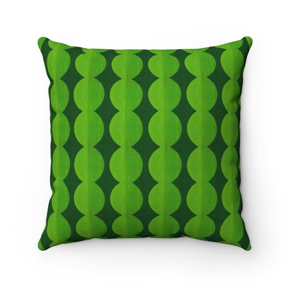 Retro Mid Century Modern "Dingbat" Green Spun Polyester Square Pillow Case, 2 patterns, 4 sizes