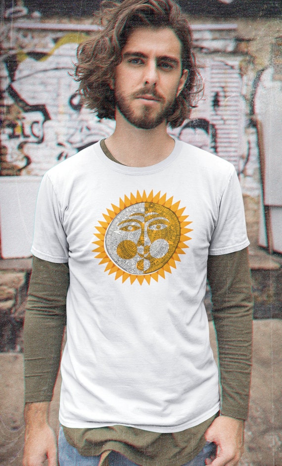 Retro 50's Mayan Sun Symbol on a Unisex Bella+Canvas Jersey Short Sleeve Tee, Mid Century Modern