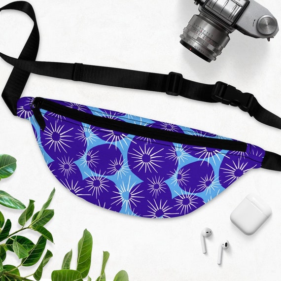 Retro Mid Century Modern Fanny Pack, 50's Dingbat style, Purple/Blue