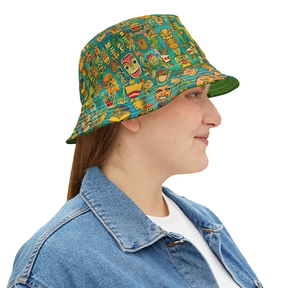 Retro Tiki Bucket Hat: Mid-Century Modern Beach Accessory