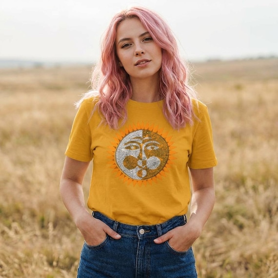 Mid Century Modern Mayan Sun Symbol Tee | Retro 1950s Sunshine Short Sleeve