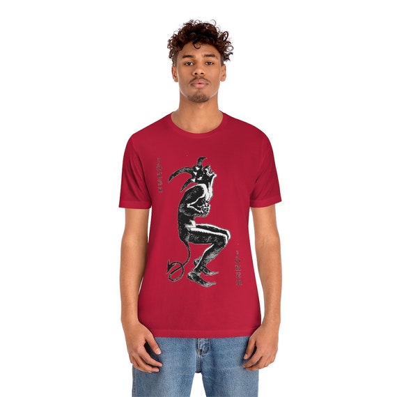 Retro Playing card THE JOKER Satan on Unisex Jersey Short Sleeve Bella+Canvas Tee Shirt wear to Dance with the Devil