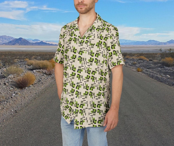 Retro Record Player Hawaiian Shirt: 50s MCM Tiki Aloha Top