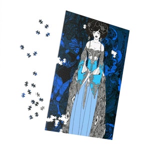 Retro Art Nouveau Aubrey Beardsley drawing Jigsaw Puzzle (252, 500, or 1000-Piece)