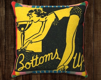 Burlesco retrô, Strip Club Art Déco, Champange dos anos 1920 em fronha quadrada de poliéster fiado