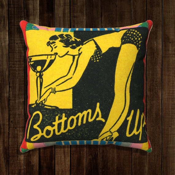 Retro Burlesque, Strip Club Art Deco, 1920's Champange on Spun Polyester Square Pillow Case