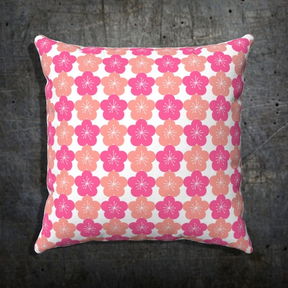 Retro Flower Power Spun Polyester Square Pillow Case