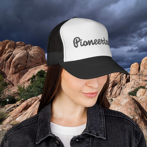 Pioneertown Trucker Cap, High Desert CA Baseball Hat, Rope Script Logo, Cool Retro Snapback, Southwest Style Headwear
