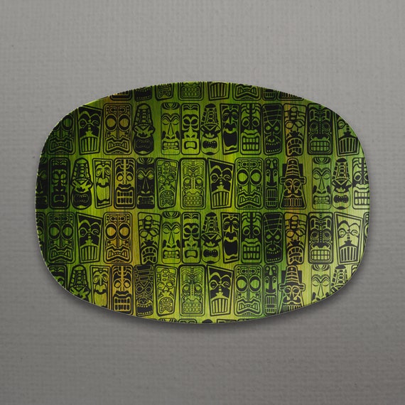 Retro Tropical Tiki Idols 10x14" PLATTER Mid Century Modern Tiki Bar essential