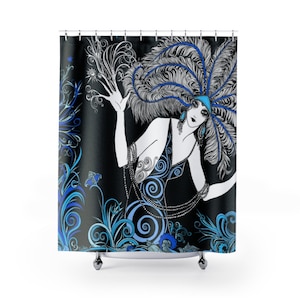 Retro Art Nouveau Aubrey Beardsley drawing #2 Shower Curtain / 71" x 74"