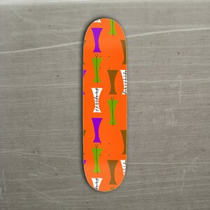Retro Skateboard Deck, 50s Mid Century abstract ORANGE BROWN Pattern