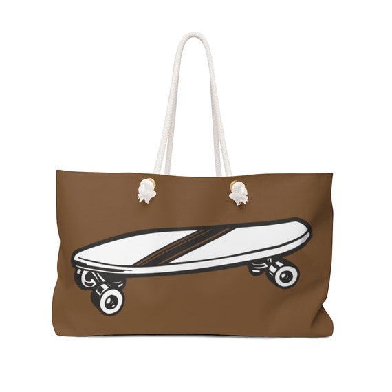 Retro Skateboard BROWN Weekender Bag.  Let's Go on a Trip!