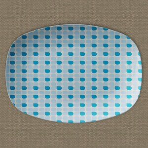 Retro Mid Century Modern MOD Blue Pattern 10&quot; x 14&quot; Platter, MCM Design