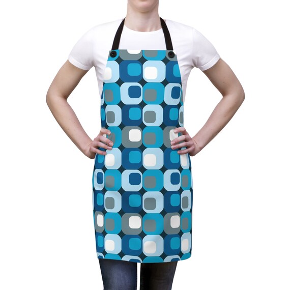 Mid Century Modern Blue and Gray Kitchen Apron for that MCM Meal or Drink Making Magic