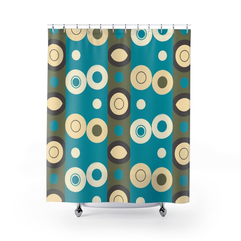 Retro Mid Century Modern 60s Pattern Shower Curtain Perfect Etsy
