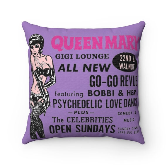 Retro Queen Mary Go Go Psychedelic Love Dance LoungeSpun Polyester Square Pillow Case