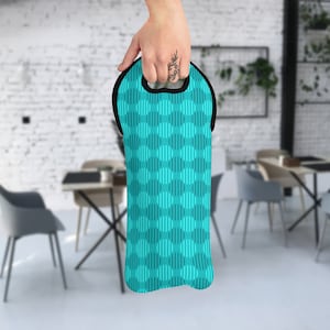 Mid Century Modern Blue on Blue 60s Design Wine Tote Bag
