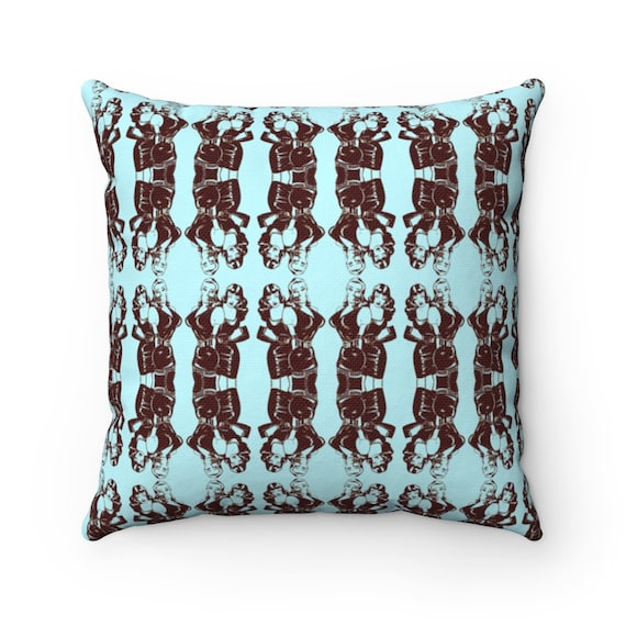 Retro Bondage Women reminding you to wear a mask on Spun Polyester Square Pillow Case,  4 sizes