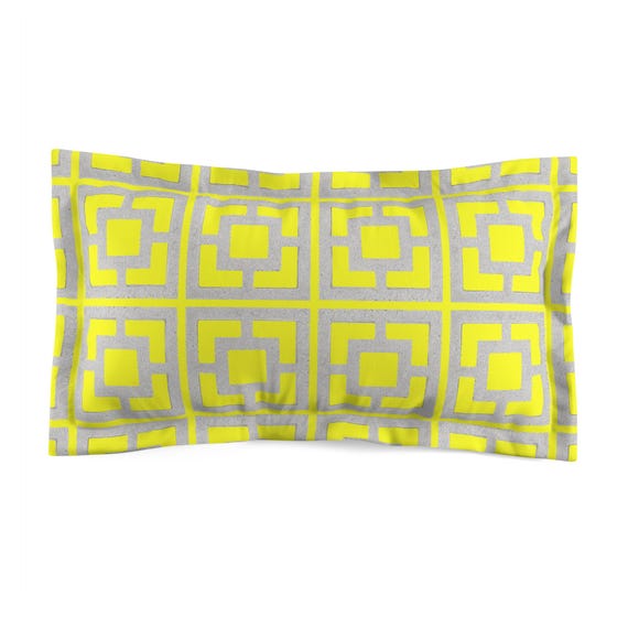 Retro Sunshine Yellow Breeze Block Pillow Sham, MCM Decor, Retro Microfiber Bedding, Luxurious Sleep Essential, Bright Bedroom Accent